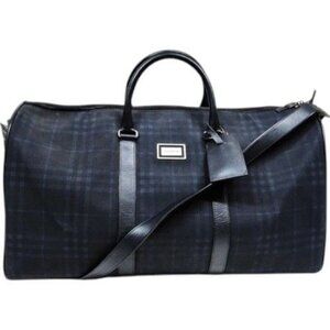 (L4) Authentic Burberry Travel Bag Black PVC Luxury Vintage Designer Handbag